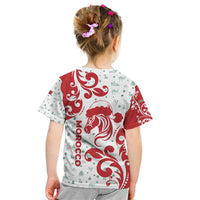 Morocco Christmas Kid T Shirt with Red Horse Santa Hat Arabesque Pattern and Holiday Icons Design - Wonder Print Shop