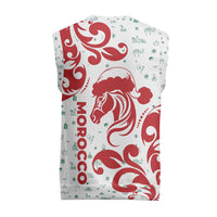Morocco Christmas Knitted V-Neck Vest with Red Horse Santa Hat Arabesque Pattern and Holiday Icons Design - Wonder Print Shop