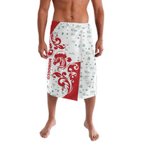 Morocco Christmas Lavalava with Red Horse Santa Hat Arabesque Pattern and Holiday Icons Design - Wonder Print Shop