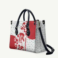 Morocco Christmas Leather Bag with Red Horse Santa Hat Arabesque Pattern and Holiday Icons Design - Wonder Print Shop