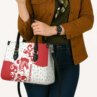 Morocco Christmas Leather Bag with Red Horse Santa Hat Arabesque Pattern and Holiday Icons Design - Wonder Print Shop