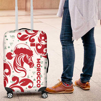 Morocco Christmas Luggage Cover with Red Horse Santa Hat Arabesque Pattern and Holiday Icons Design - Wonder Print Shop