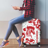 Morocco Christmas Luggage Cover with Red Horse Santa Hat Arabesque Pattern and Holiday Icons Design - Wonder Print Shop