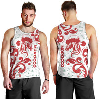Morocco Christmas Men Tank Top with Red Horse Santa Hat Arabesque Pattern and Holiday Icons Design - Wonder Print Shop