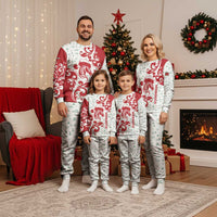 Morocco Christmas Pajama Set with Red Horse Santa Hat Arabesque Pattern and Holiday Icons Design - Wonder Print Shop