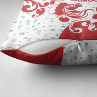 Morocco Christmas Pillow Cover with Red Horse Santa Hat Arabesque Pattern and Holiday Icons Design - Wonder Print Shop
