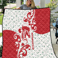 Morocco Christmas Quilt with Red Horse Santa Hat Arabesque Pattern and Holiday Icons Design - Wonder Print Shop