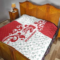 Morocco Christmas Quilt with Red Horse Santa Hat Arabesque Pattern and Holiday Icons Design - Wonder Print Shop