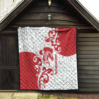 Morocco Christmas Quilt with Red Horse Santa Hat Arabesque Pattern and Holiday Icons Design - Wonder Print Shop