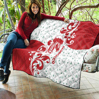 Morocco Christmas Quilt with Red Horse Santa Hat Arabesque Pattern and Holiday Icons Design - Wonder Print Shop
