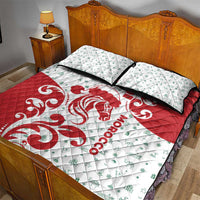 Morocco Christmas Quilt Bed Set with Red Horse Santa Hat Arabesque Pattern and Holiday Icons Design - Wonder Print Shop