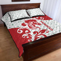 Morocco Christmas Quilt Bed Set with Red Horse Santa Hat Arabesque Pattern and Holiday Icons Design - Wonder Print Shop