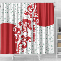 Morocco Christmas Shower Curtain with Red Horse Santa Hat Arabesque Pattern and Holiday Icons Design - Wonder Print Shop