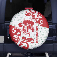 Morocco Christmas Spare Tire Cover with Red Horse Santa Hat Arabesque Pattern and Holiday Icons Design - Wonder Print Shop