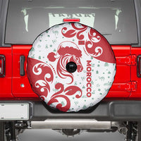 Morocco Christmas Spare Tire Cover with Red Horse Santa Hat Arabesque Pattern and Holiday Icons Design - Wonder Print Shop