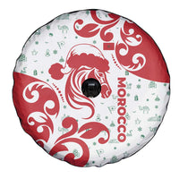 Morocco Christmas Spare Tire Cover with Red Horse Santa Hat Arabesque Pattern and Holiday Icons Design - Wonder Print Shop