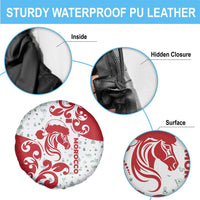 Morocco Christmas Spare Tire Cover with Red Horse Santa Hat Arabesque Pattern and Holiday Icons Design - Wonder Print Shop
