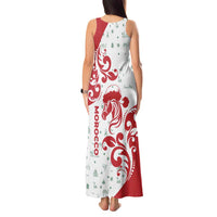 Morocco Christmas Tank Maxi Dress with Red Horse Santa Hat Arabesque Pattern and Holiday Icons Design - Wonder Print Shop