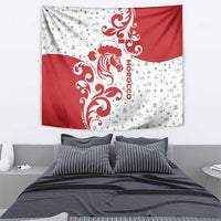 Morocco Christmas Tapestry with Red Horse Santa Hat Arabesque Pattern and Holiday Icons Design - Wonder Print Shop