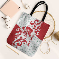 Morocco Christmas Tote Bag with Red Horse Santa Hat Arabesque Pattern and Holiday Icons Design - Wonder Print Shop