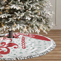 Morocco Christmas Tree Skirt with Red Horse Santa Hat Arabesque Pattern and Holiday Icons Design - Wonder Print Shop