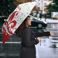 Morocco Christmas Umbrella with Red Horse Santa Hat Arabesque Pattern and Holiday Icons Design - Wonder Print Shop