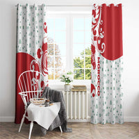 Morocco Christmas Window Curtain with Red Horse Santa Hat Arabesque Pattern and Holiday Icons Design - Wonder Print Shop