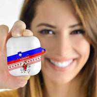 Slovenia Christmas AirPods Case with Saint Nicholas White Horse Snowflake Pattern and National Flag Design - Wonder Print Shop
