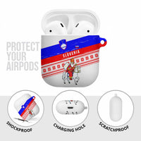 Slovenia Christmas AirPods Case with Saint Nicholas White Horse Snowflake Pattern and National Flag Design - Wonder Print Shop