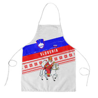 Slovenia Christmas Apron with Saint Nicholas White Horse Snowflake Pattern and National Flag Design - Wonder Print Shop