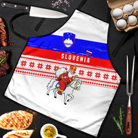 Slovenia Christmas Apron with Saint Nicholas White Horse Snowflake Pattern and National Flag Design - Wonder Print Shop