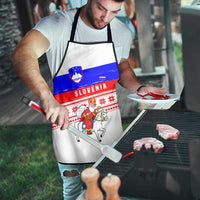 Slovenia Christmas Apron with Saint Nicholas White Horse Snowflake Pattern and National Flag Design - Wonder Print Shop