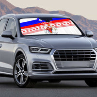 Slovenia Christmas Auto Sun Shade with Saint Nicholas White Horse Snowflake Pattern and National Flag Design - Wonder Print Shop