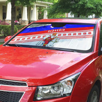 Slovenia Christmas Auto Sun Shade with Saint Nicholas White Horse Snowflake Pattern and National Flag Design - Wonder Print Shop