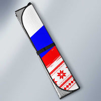 Slovenia Christmas Auto Sun Shade with Saint Nicholas White Horse Snowflake Pattern and National Flag Design - Wonder Print Shop