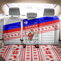 Slovenia Christmas Back Car Seat Cover with Saint Nicholas White Horse Snowflake Pattern and National Flag Design - Wonder Print Shop