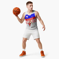 Slovenia Christmas Basketball Jersey with Saint Nicholas White Horse Snowflake Pattern and National Flag Design - Wonder Print Shop