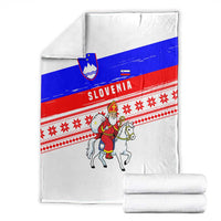 Slovenia Christmas Blanket with Saint Nicholas White Horse Snowflake Pattern and National Flag Design - Wonder Print Shop