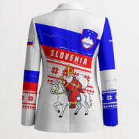 Slovenia Christmas Blazer with Saint Nicholas White Horse Snowflake Pattern and National Flag Design - Wonder Print Shop