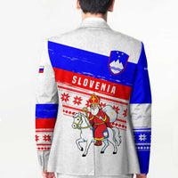 Slovenia Christmas Blazer with Saint Nicholas White Horse Snowflake Pattern and National Flag Design - Wonder Print Shop