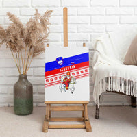 Slovenia Christmas Canvas Wall Art with Saint Nicholas White Horse Snowflake Pattern and National Flag Design - Wonder Print Shop
