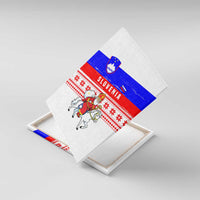 Slovenia Christmas Canvas Wall Art with Saint Nicholas White Horse Snowflake Pattern and National Flag Design - Wonder Print Shop