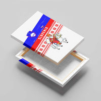 Slovenia Christmas Canvas Wall Art with Saint Nicholas White Horse Snowflake Pattern and National Flag Design - Wonder Print Shop