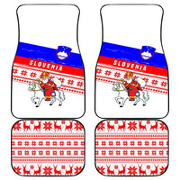 Slovenia Christmas Car Mats with Saint Nicholas White Horse Snowflake Pattern and National Flag Design - Wonder Print Shop