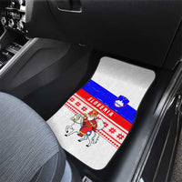 Slovenia Christmas Car Mats with Saint Nicholas White Horse Snowflake Pattern and National Flag Design - Wonder Print Shop