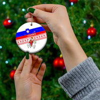 Slovenia Christmas Ceramic Ornament with Saint Nicholas White Horse Snowflake Pattern and National Flag Design - Wonder Print Shop