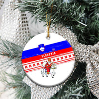 Slovenia Christmas Ceramic Ornament with Saint Nicholas White Horse Snowflake Pattern and National Flag Design - Wonder Print Shop