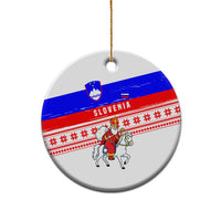 Slovenia Christmas Ceramic Ornament with Saint Nicholas White Horse Snowflake Pattern and National Flag Design - Wonder Print Shop