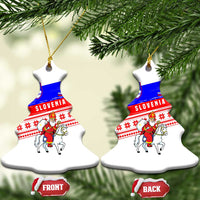 Slovenia Christmas Ceramic Ornament with Saint Nicholas White Horse Snowflake Pattern and National Flag Design - Wonder Print Shop