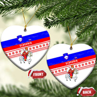 Slovenia Christmas Ceramic Ornament with Saint Nicholas White Horse Snowflake Pattern and National Flag Design - Wonder Print Shop